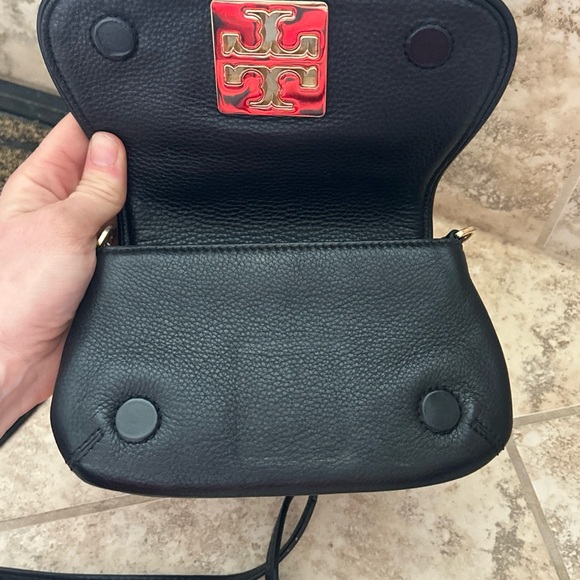 Tory Burch Black mini Britten Leather Crossbody Bag - Picture 7 of 9